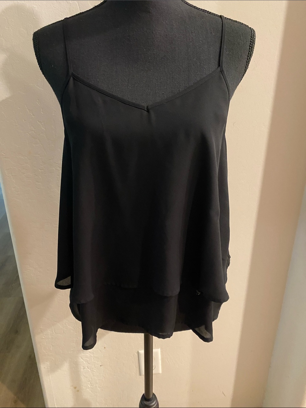 L'Amour Black Layered Spaghetti Strap Camisole